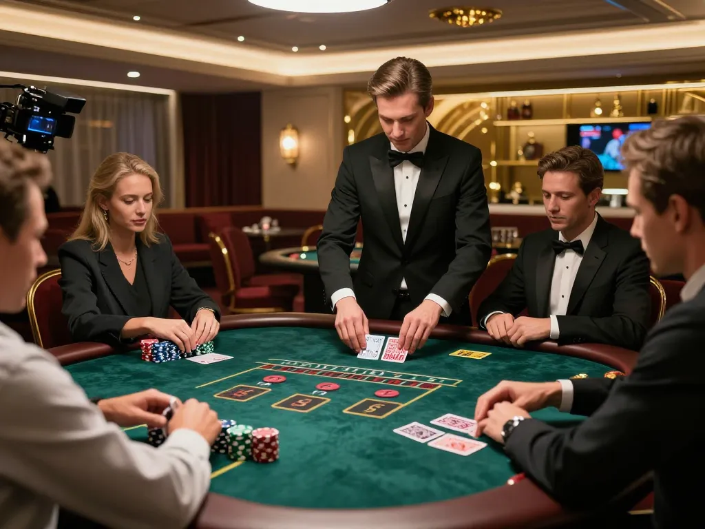 Players strategizing at the lc88 blackjack table in a luxurious casino atmosphere.