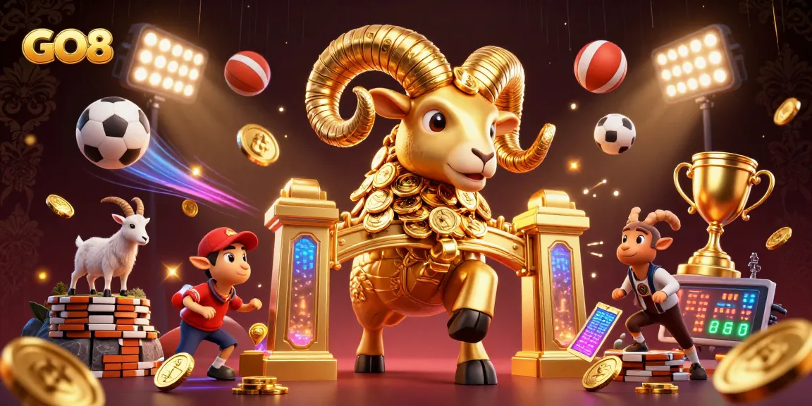 Experience the thrill of winning with GO8 in a vibrant, dynamic casino scene featuring epic sports elements.