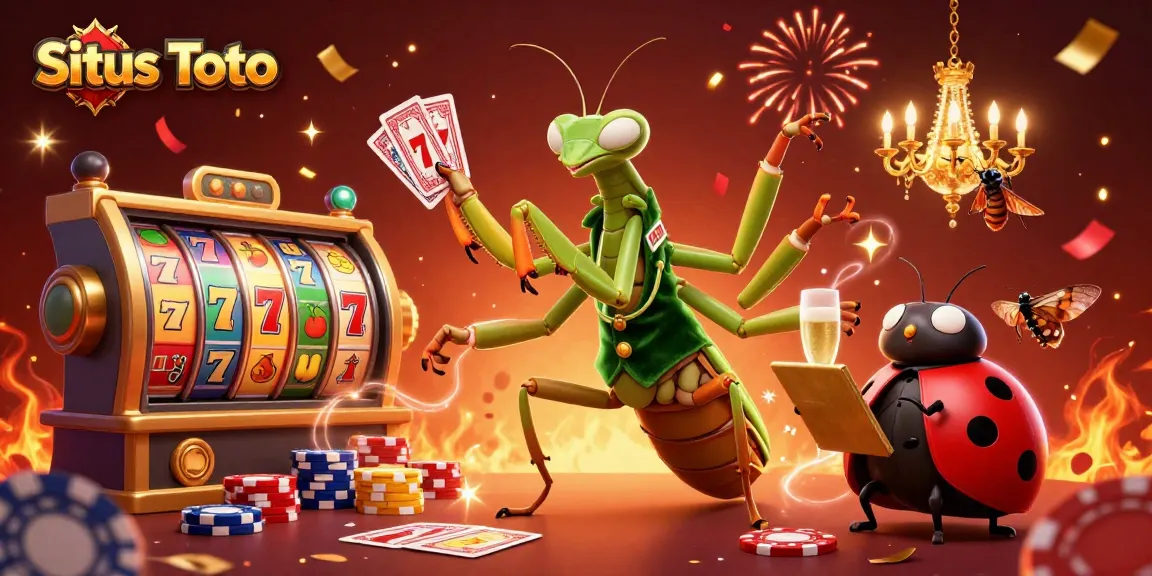 Situs Toto menarik pemain dengan ilustrasi 3D kasino yang penuh warna dan karakter unik.
