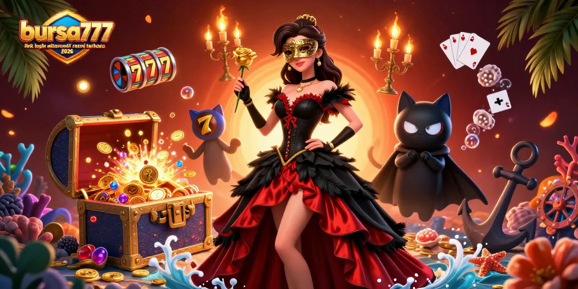 Bursting excitement at bursa777 link login alternatif resmi terbaru 2026 with captivating characters and vibrant casino elements.