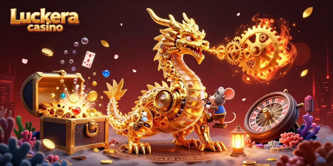 Experience winning thrills at Luckera casino with dynamic 3D illustration of gambling excitement.