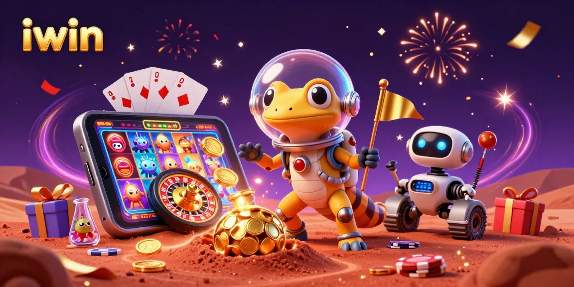 Engage in iwin casino excitement with a Martian gecko uncovering golden treasures!
