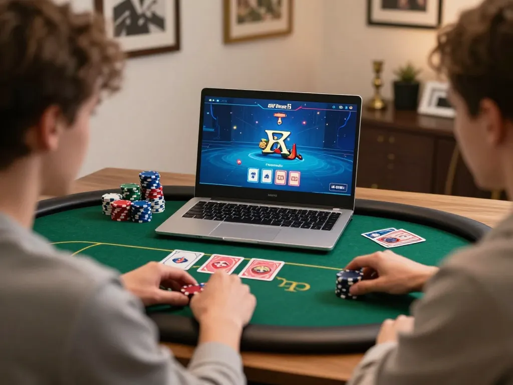 Casino MM99 online poker gaming with engaging gameplay at a stylish home setup.