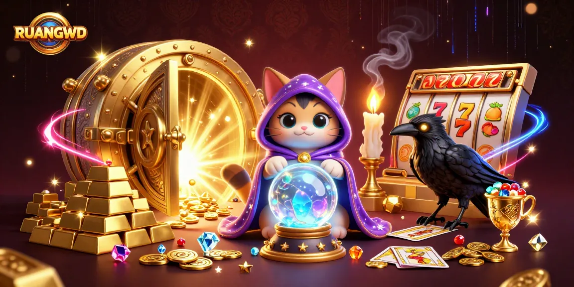 Engage with RUANGWD's thrilling slot experience featuring mystical characters and rich casino elements.