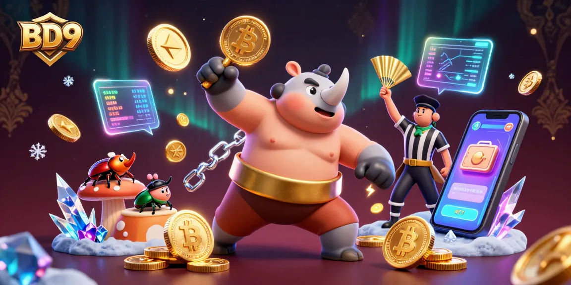 Engaging BD9 illustration featuring dynamic casino elements and a triumphant sumo champion