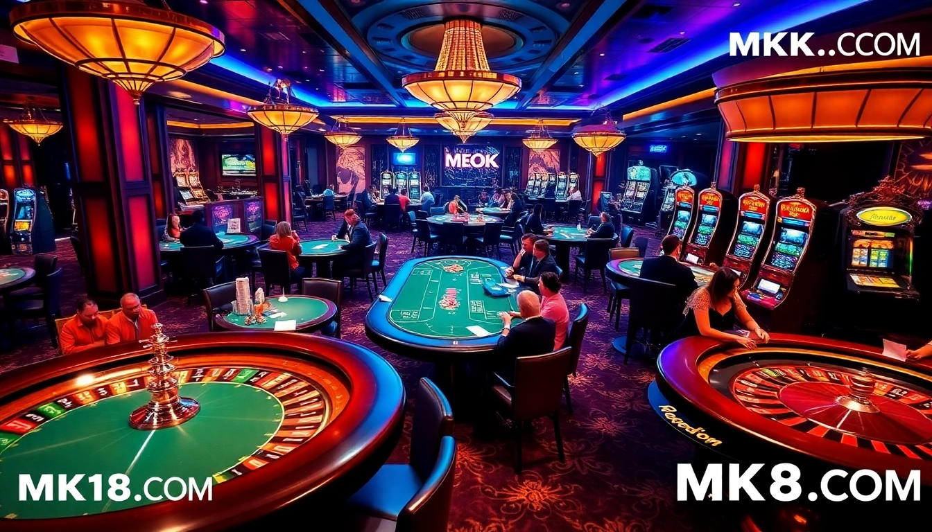 Enjoying high-stakes gaming at MK8.COM's luxurious casino tables filled with vibrant action.