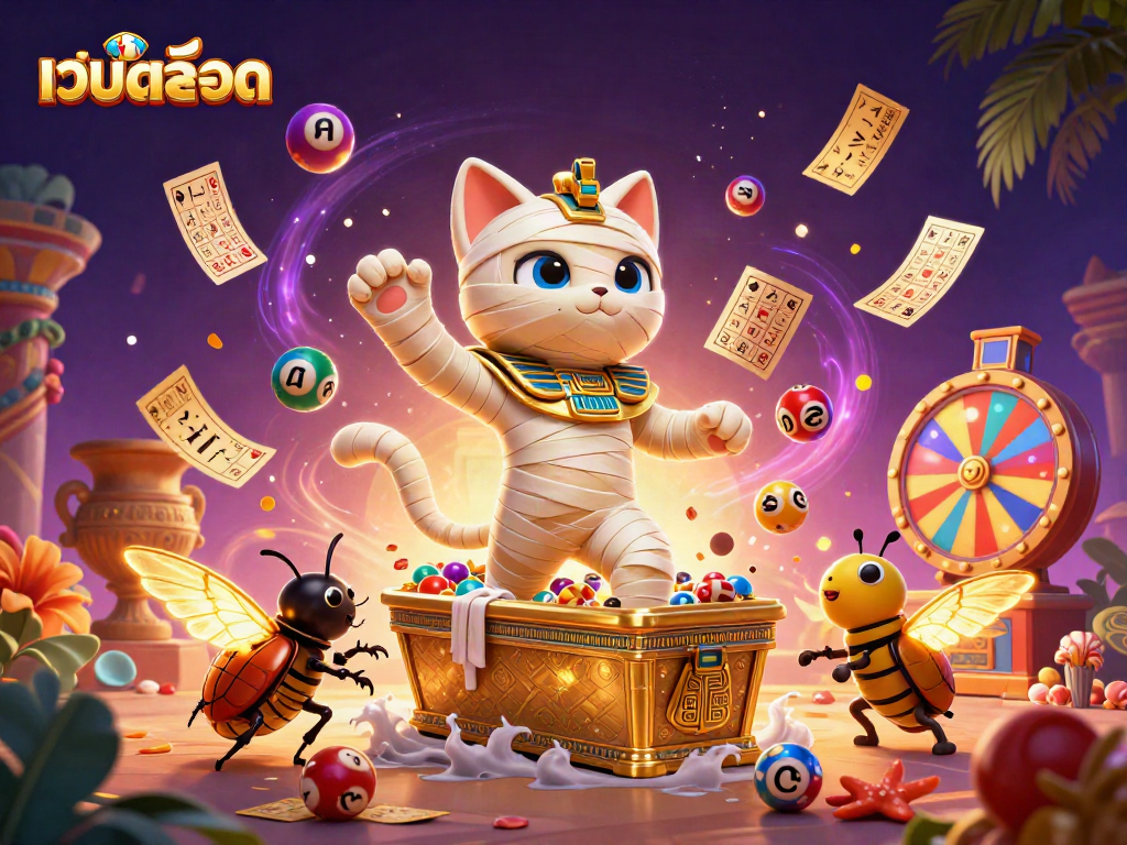 Engage with เว็บสล็อต in a vibrant, packed casino scene featuring dynamic lottery fun.