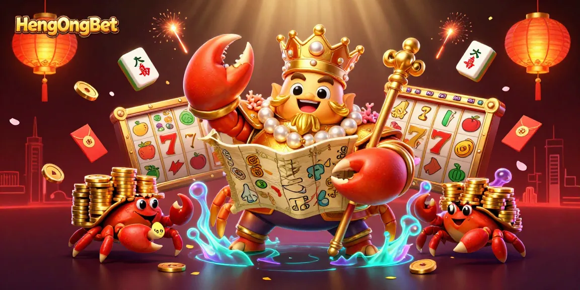 Experience exciting jackpot opportunities with HengOngBet's vibrant 3D illustration featuring a golden crab emperor.