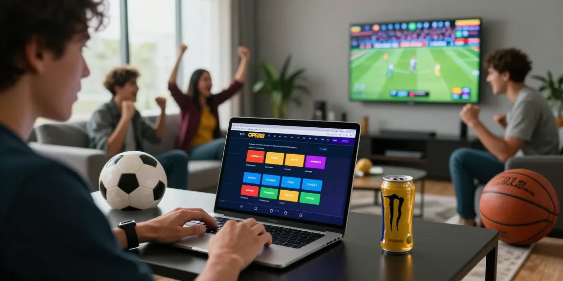 Person engaging with the OPEN88 betting platform in a lively room filled with sports excitement.