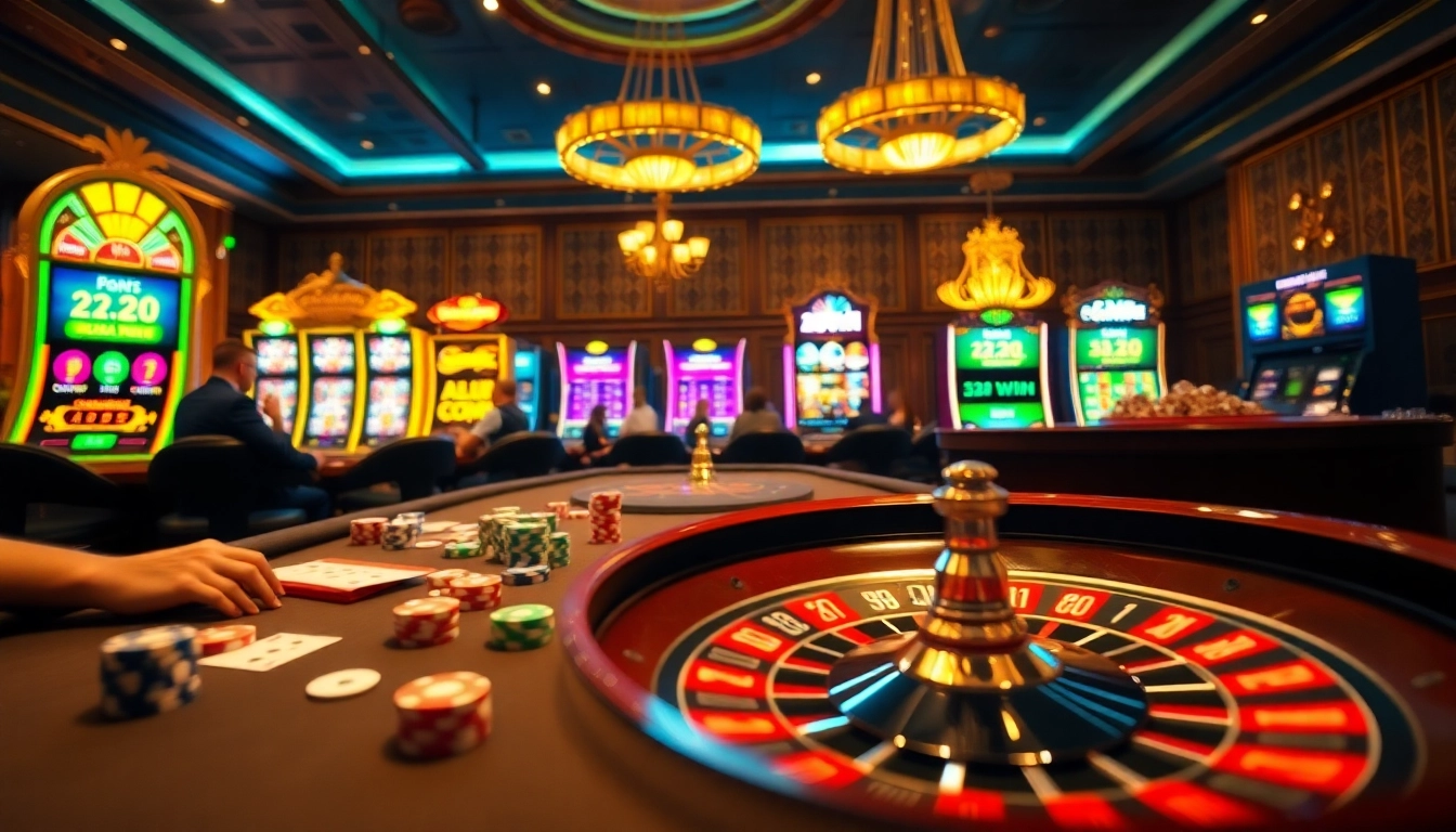 Experience the excitement of 32win at a vibrant casino table with players engaged in a thrilling game.
