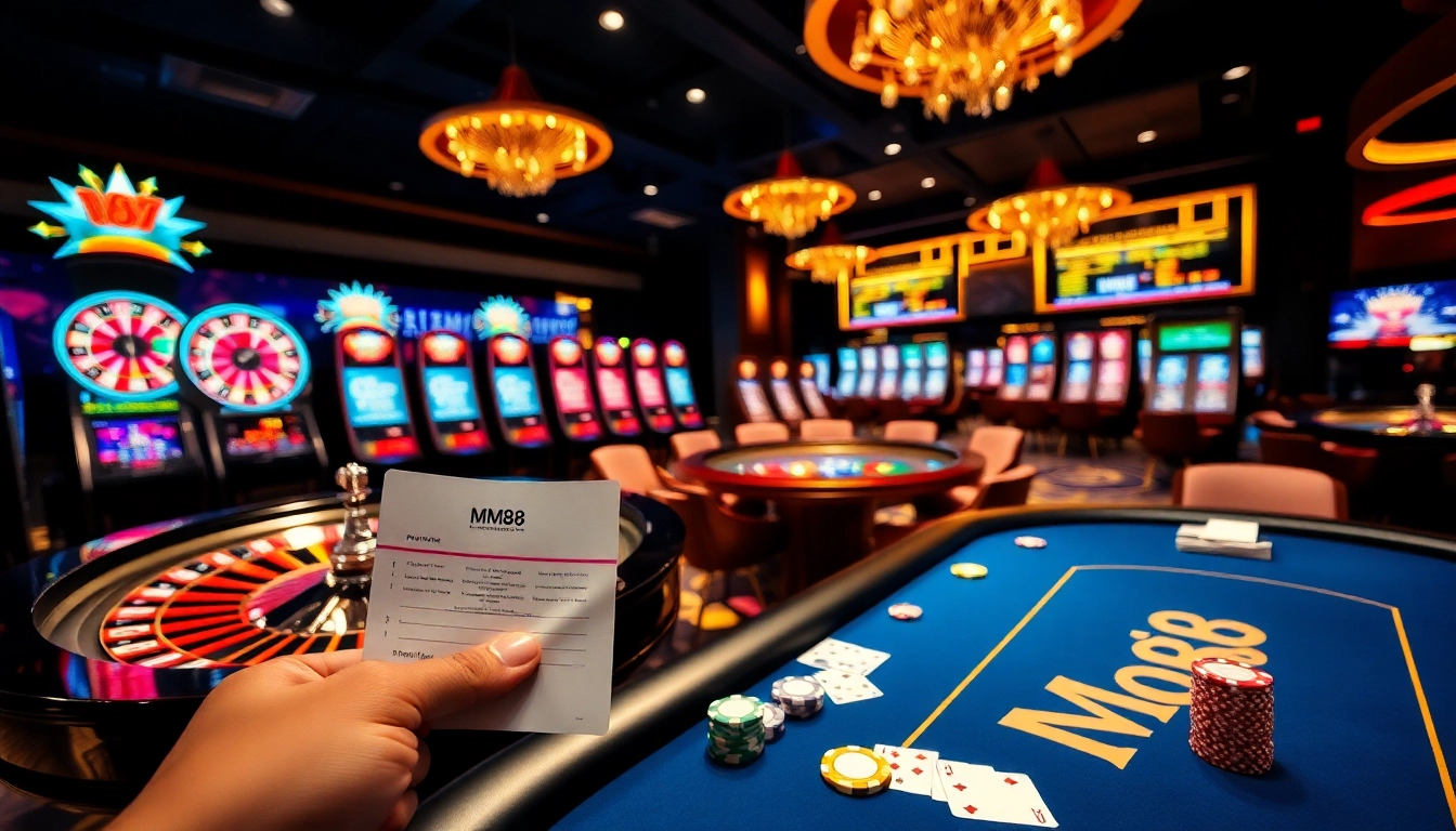 Experience the thrill of MM88 casino gaming with vibrant roulette wheels and immersive tables.