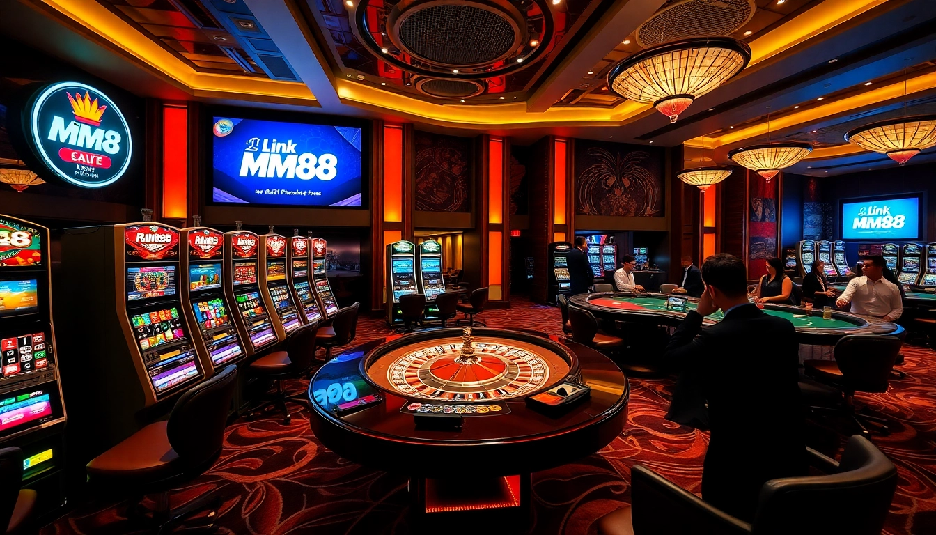 Experience the excitement of Link MM88 with vibrant casino visuals and engaging players.