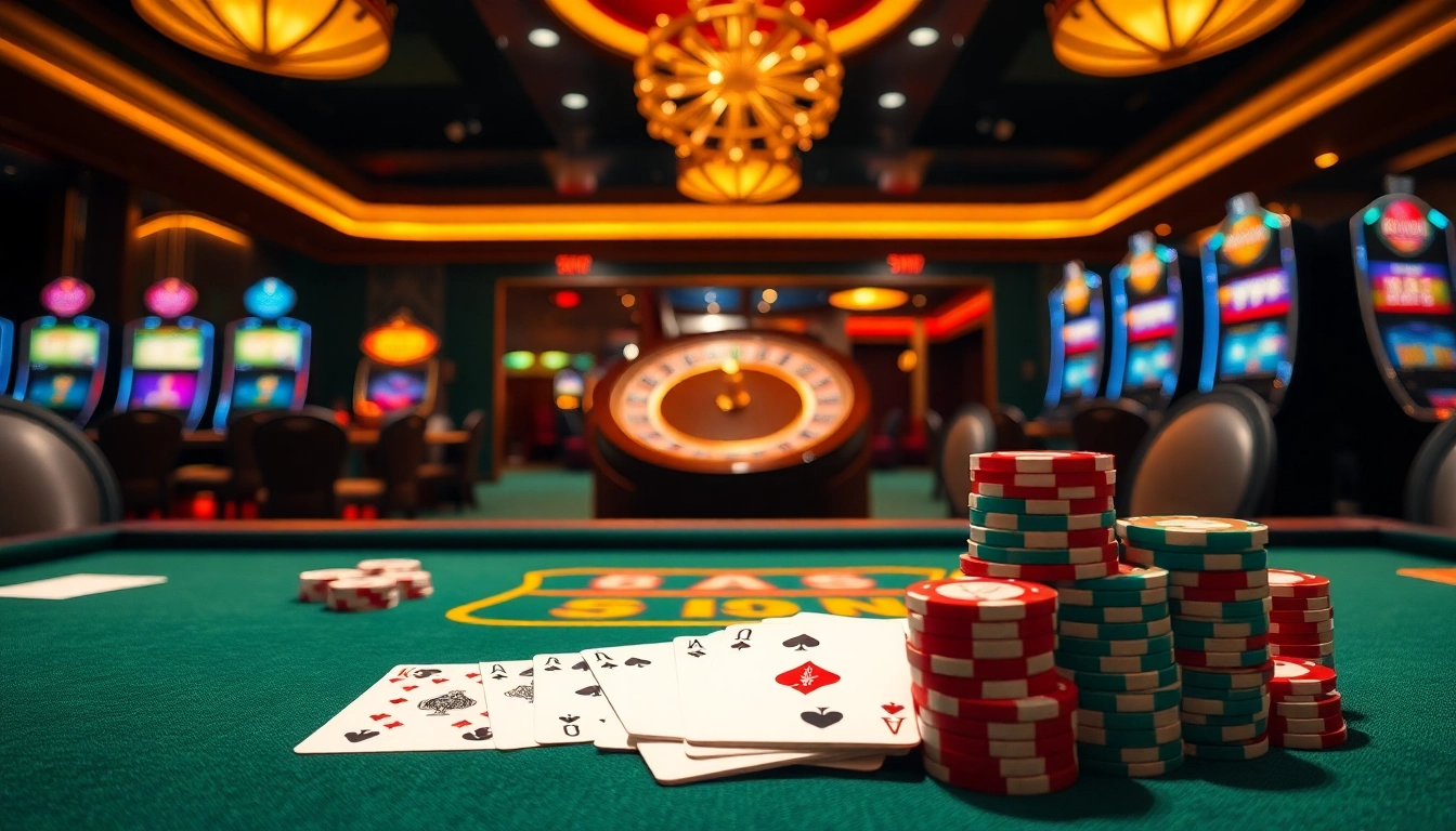Join the gaming excitement at Hello88, featuring vibrant poker tables and colorful chips.