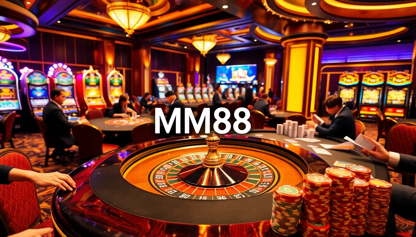 Players enjoying high-stakes games at a luxurious casino featuring MM88.nl promotions.