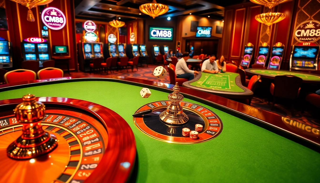 Experience thrilling gameplay at CM88 with vibrant casino tables and immersive gaming atmosphere.