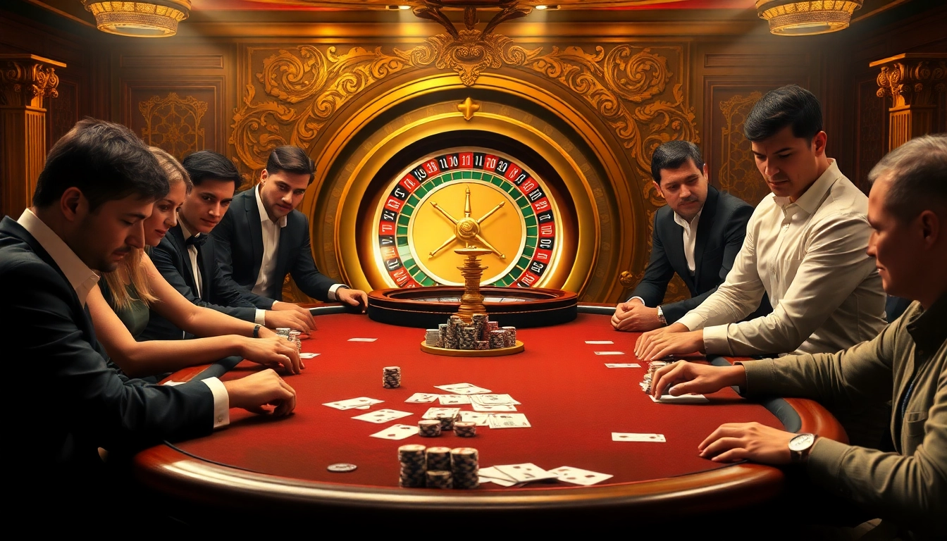 Engaging players at the poker table with chips and cards at Nhà cái 32Win.