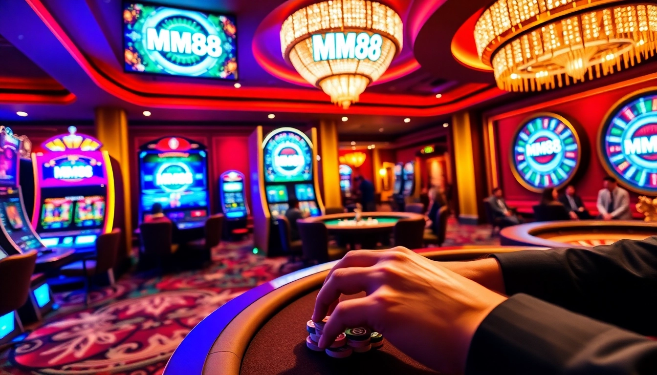Betting excitement at https://mm88.nl/ with poker chips and roulette wheel.
