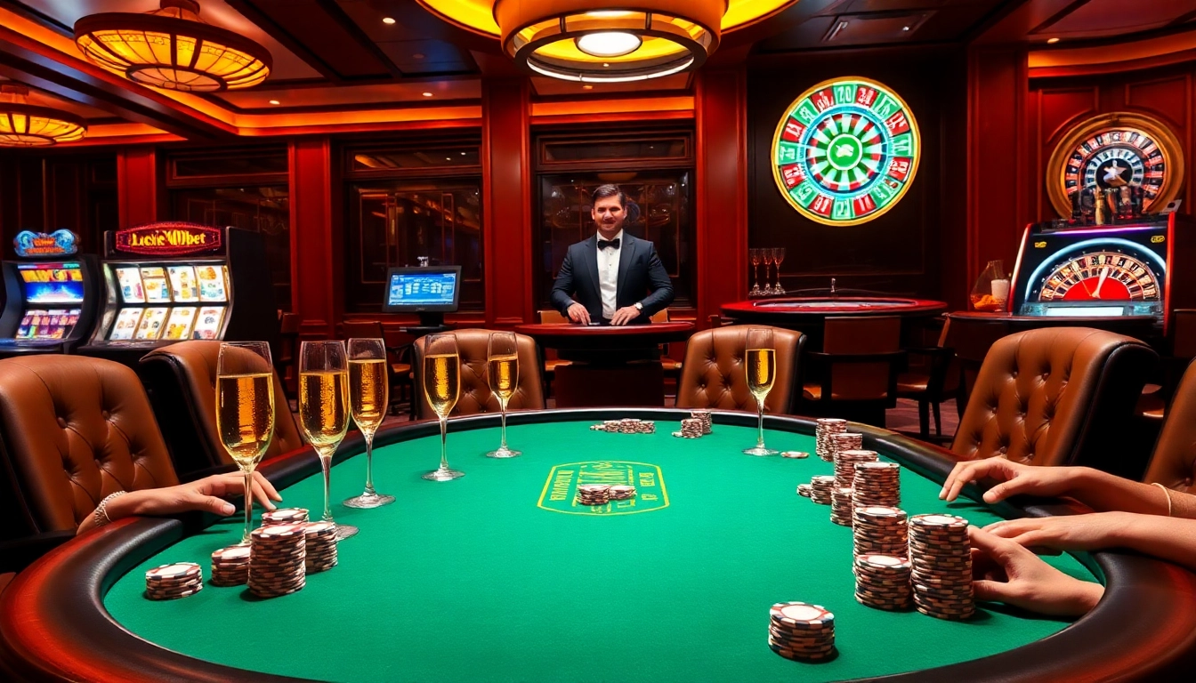 Experience the luxury of Clube VIP HHBET with stunning casino visuals showcasing high-stakes poker.
