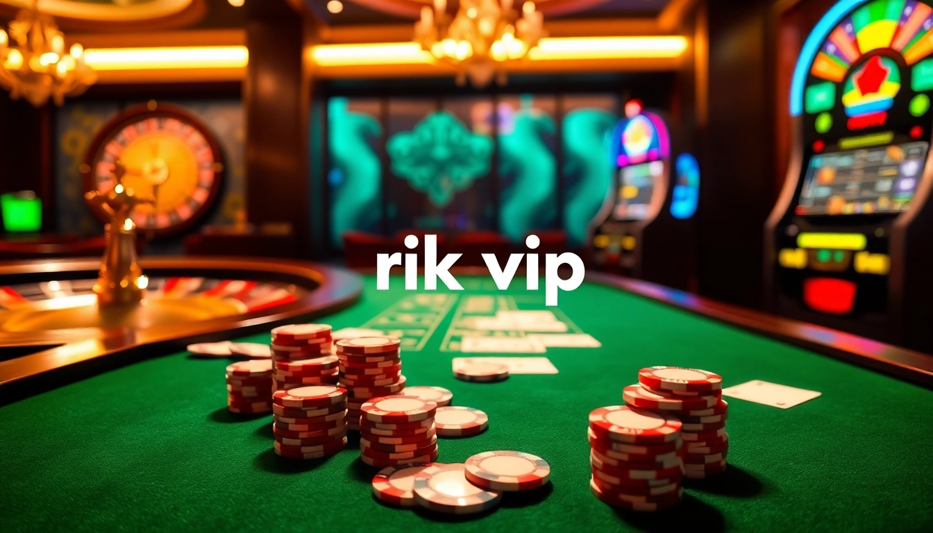 Experience the thrill of rik vip at a luxurious gaming table adorned with poker chips and cards.