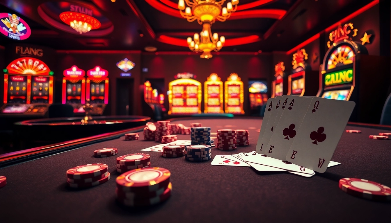Play high-stakes poker at 23win with a luxurious table, vibrant chips, and an alluring atmosphere.