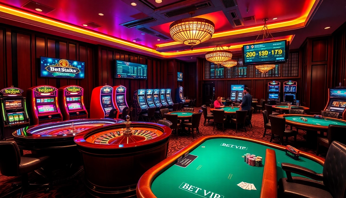 Người chơi tham gia vào niềm phấn khích cược cao với Bet VIP App tại một casino sang trọng