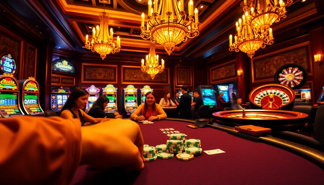 Experience the excitement of the 24k club with luxurious poker tables and vibrant chips.