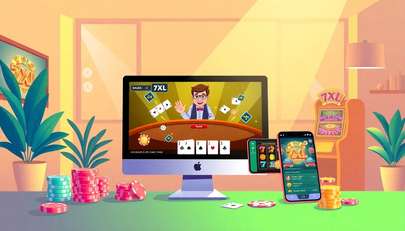 7XL להורדה - תצוגה מושכת של אפליקציית 7XL המציגה את ממשק משחקי הפוקר הצבעוניים שלה.